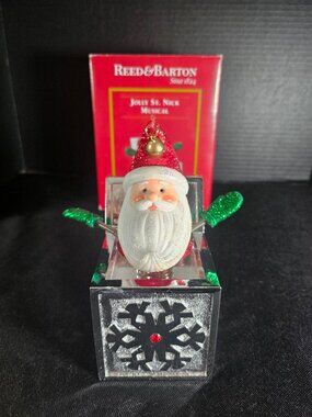 Vintage Reed & Barton Jolly Saint Nick Musical Santa Jack In The Box With Box
